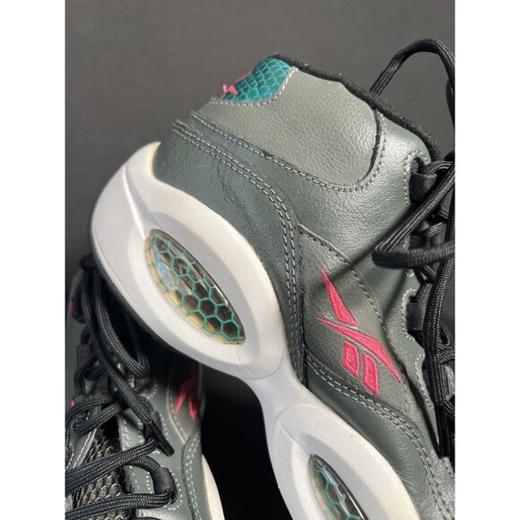 Reebok Question Mid Leather Iverson Gray/Teal/Pink Basketball M41519 Size 7 main image 12